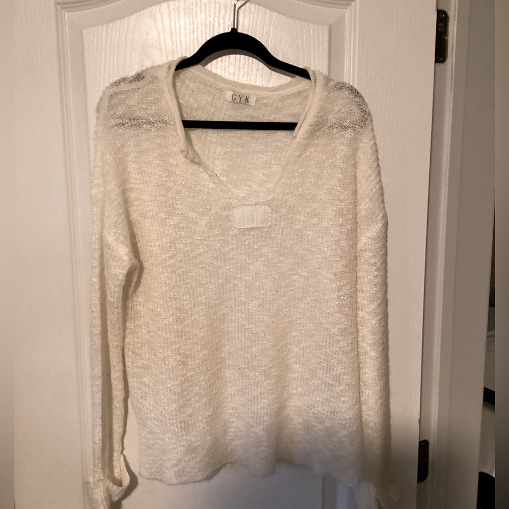Sheer white long sleeve sweater XL